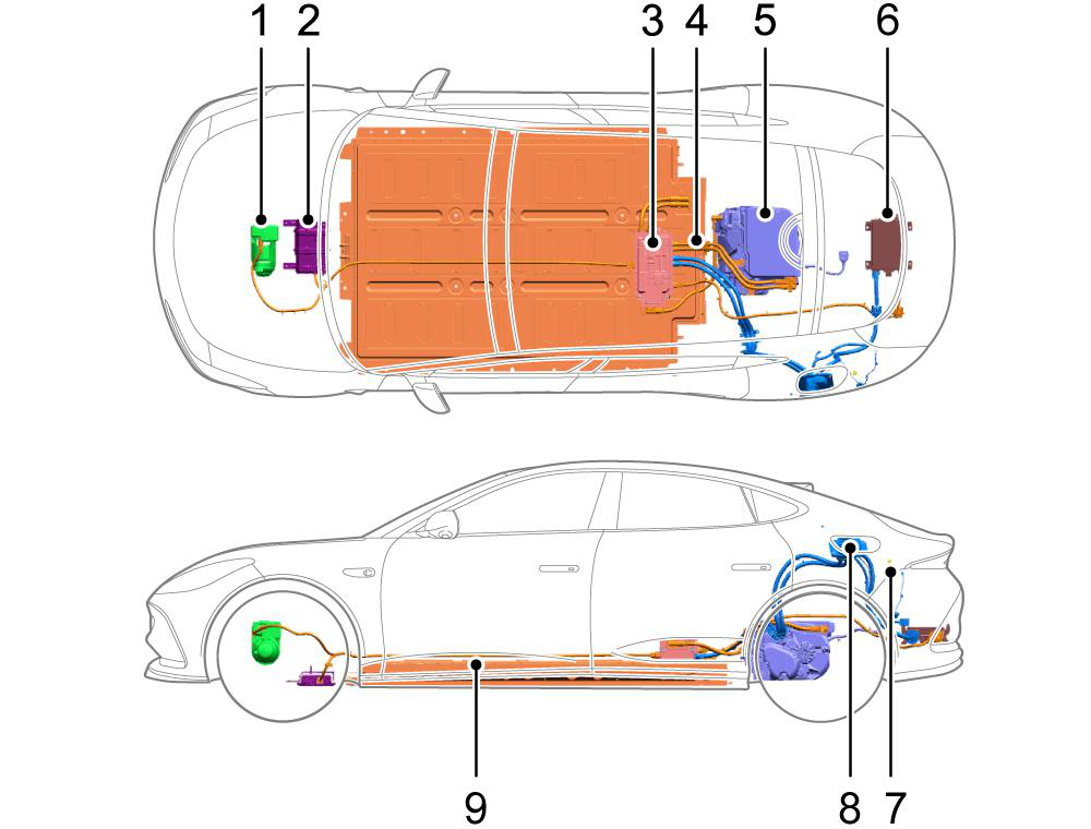 Diagram showing: Electric A/C Compressor