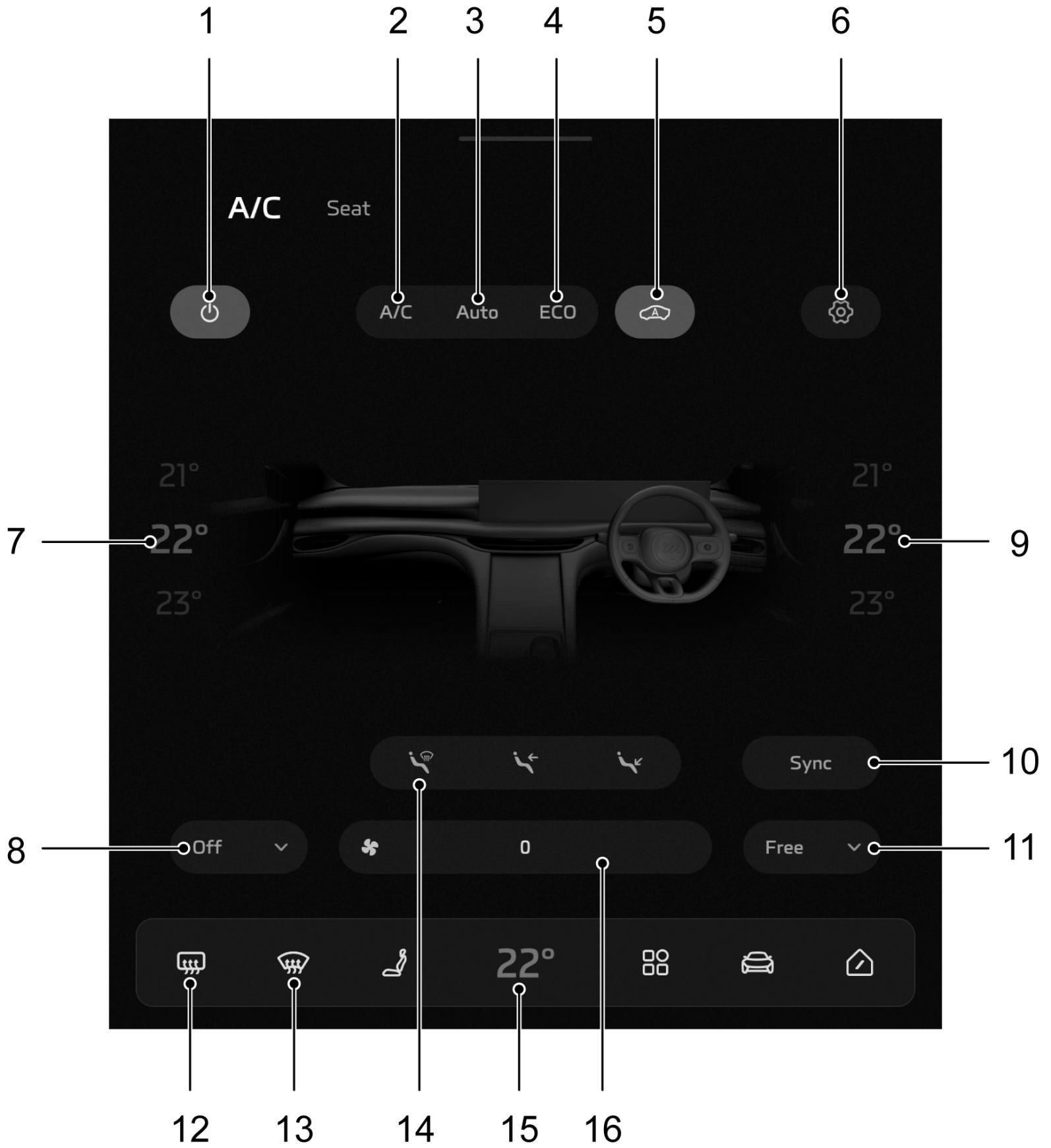 Diagram showing: A/C System Switch