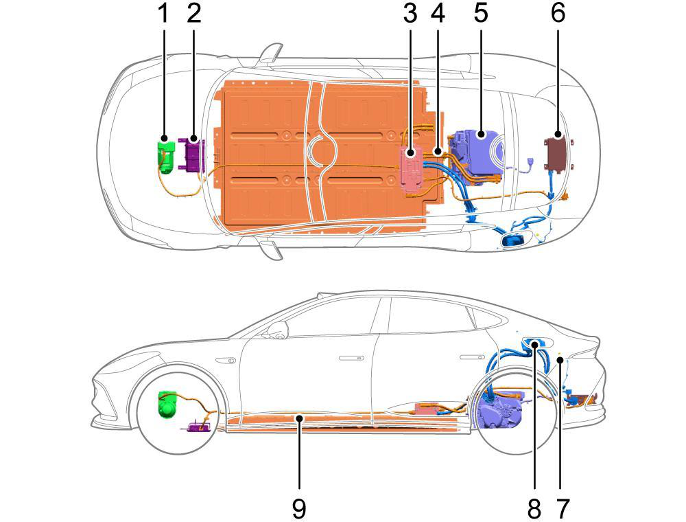 Diagram showing: Electric A/C Compressor